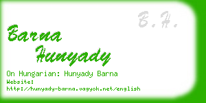 barna hunyady business card